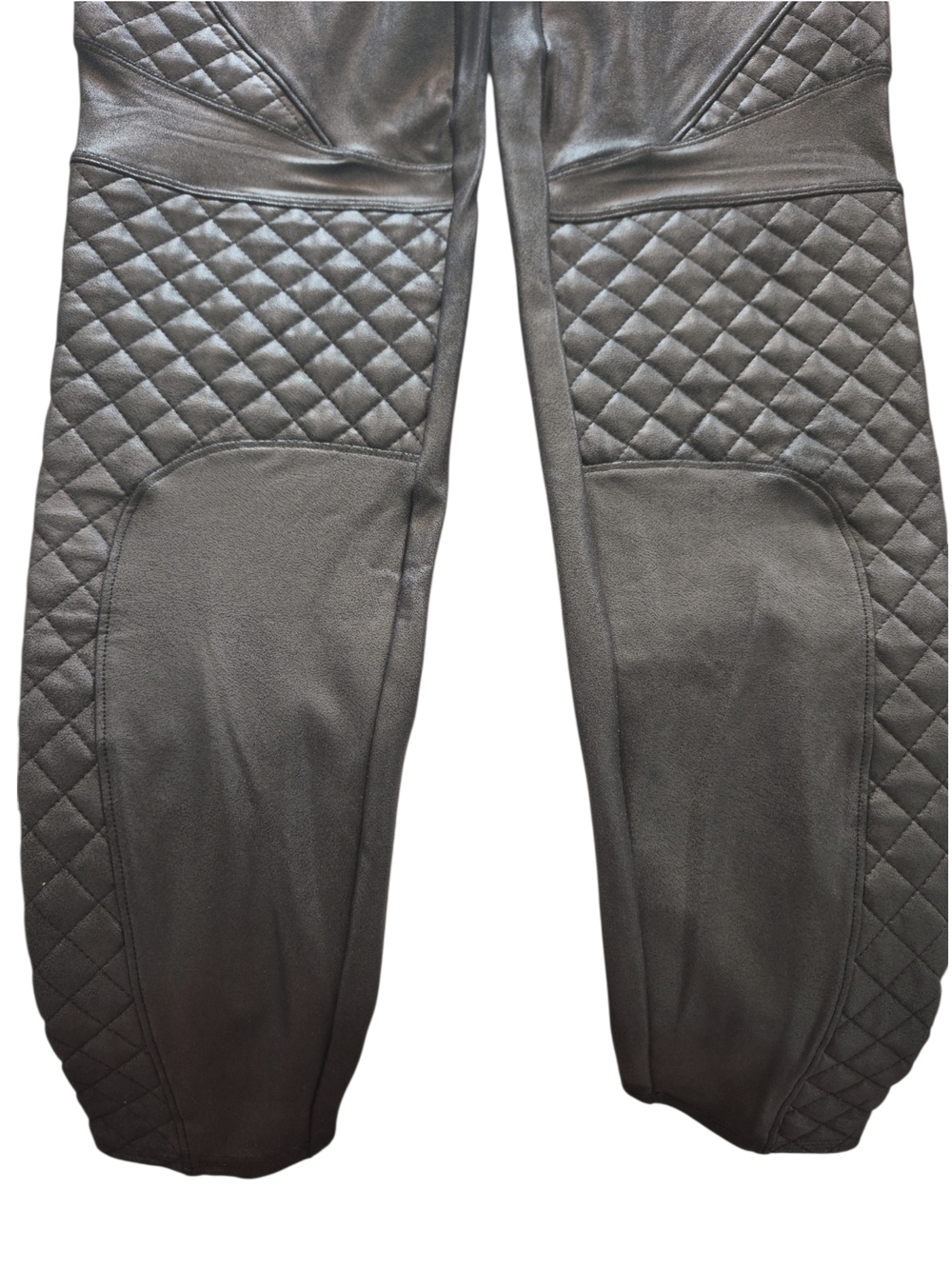 SPANX Quilted Faux Leather Leggings - Black Sz L - Picture 12 of 12